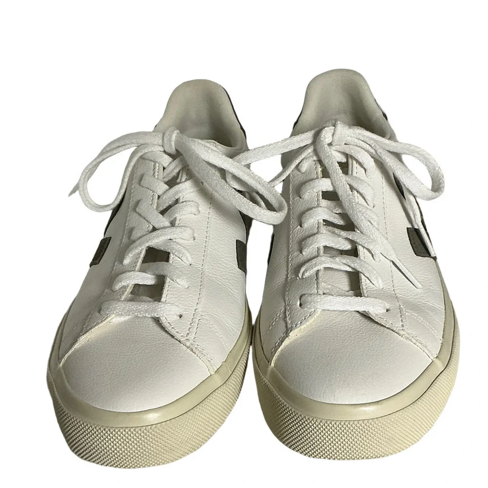 VEJA Campo Chromefree Leather Sneakers – Extra White/Kaki – Size EU 41